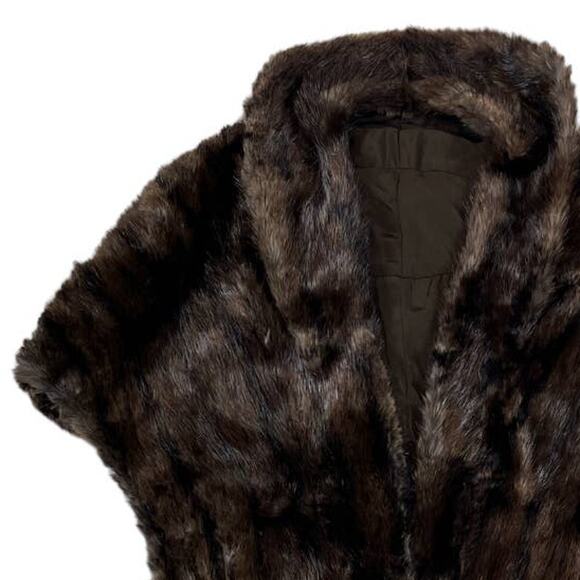 Genuine Fur Brown Poncho Coat | Size S/M - Picture 3 of 3